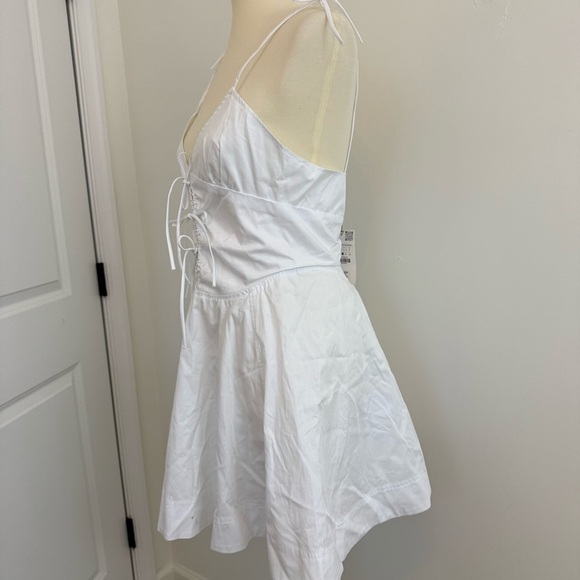 NWT Zara Bow Trim Gabardine Mini Dress Size Large Bridal Bachelorette - Picture 4 of 10